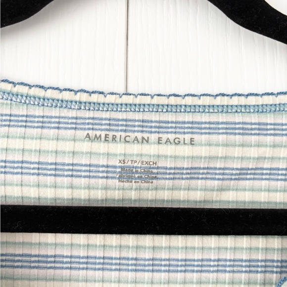 American Eagle Blue and Green Ribbed Shirt - Picture 3 of 4